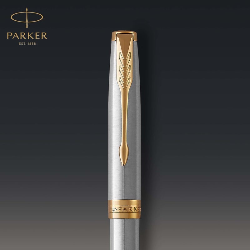 PARKER Sonnet Ballpoint Pen - Stainless Steel with Gold Trim, Medium Point Ink - Image 4